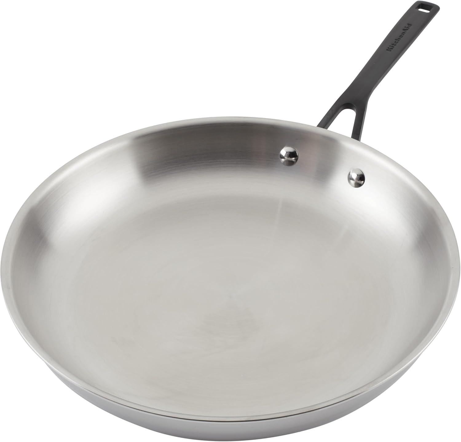 imageKitchenAid 5Ply Clad Polished Stainless Steel Frying PanSkillet 10 Inch Stainless SteelStainless Steel