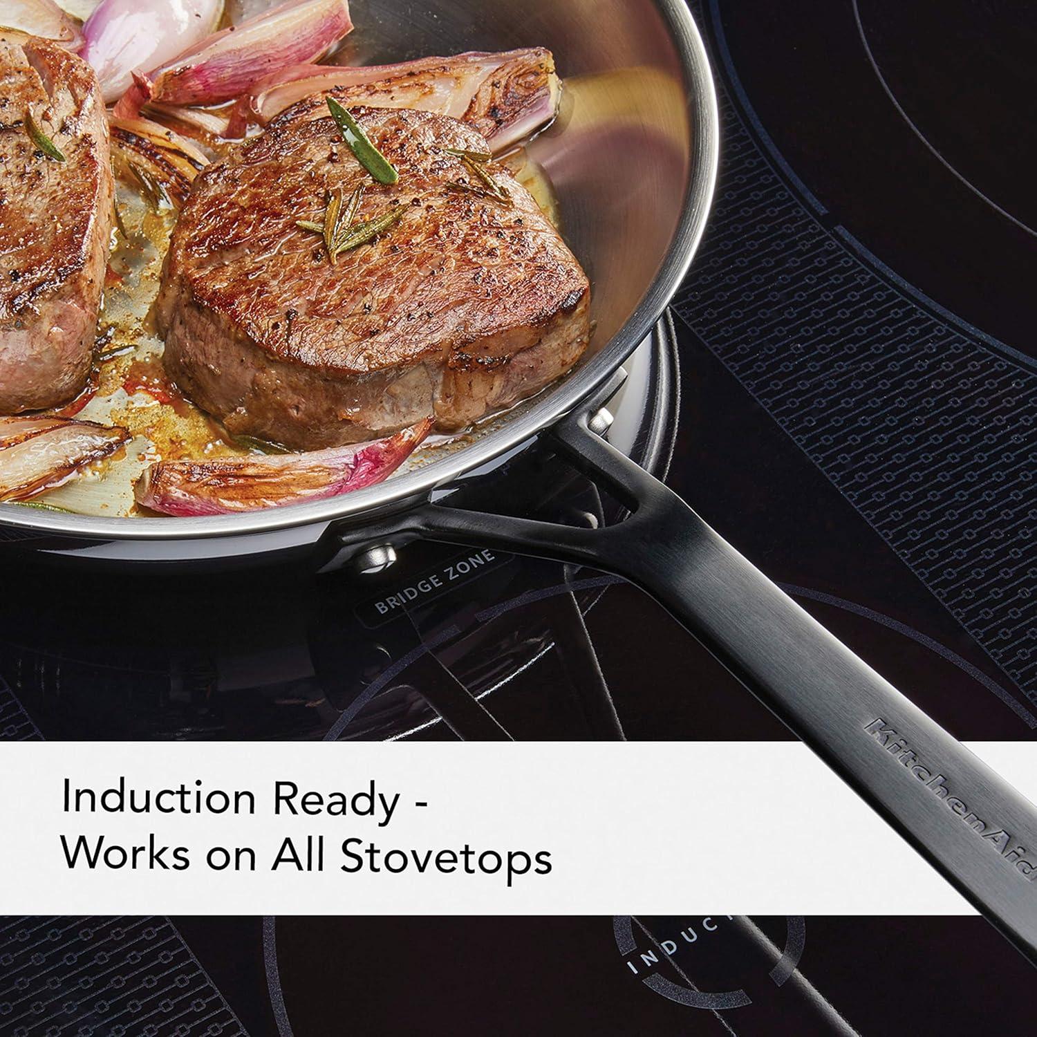 imageKitchenAid 5Ply Clad Polished Stainless Steel Frying PanSkillet 10 Inch Stainless SteelStainless Steel