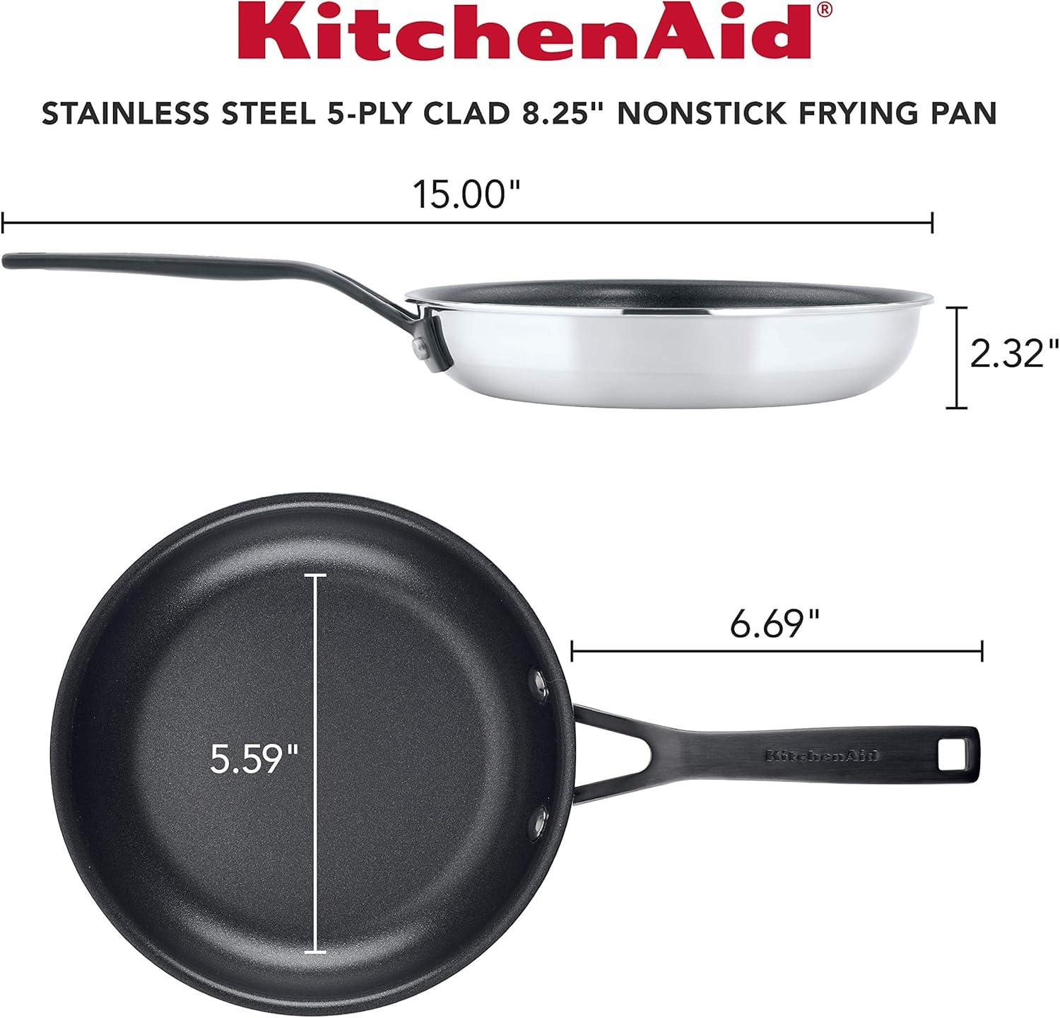 imageKitchenAid 5Ply Clad Polished Stainless Steel Frying PanSkillet 10 Inch Stainless SteelStainless Steel
