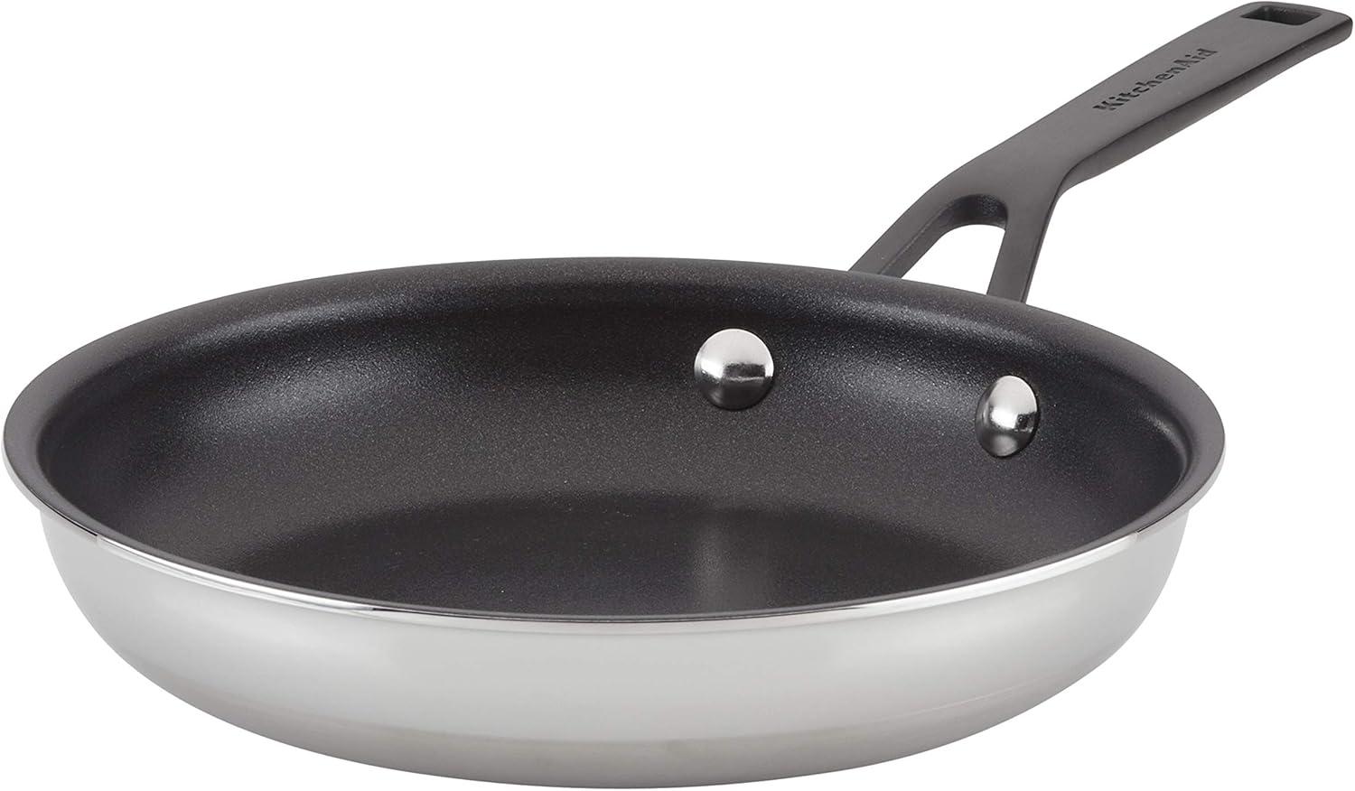 imageKitchenAid 5Ply Clad Polished Stainless Steel Frying PanSkillet 10 Inch Stainless SteelStainless Steel
