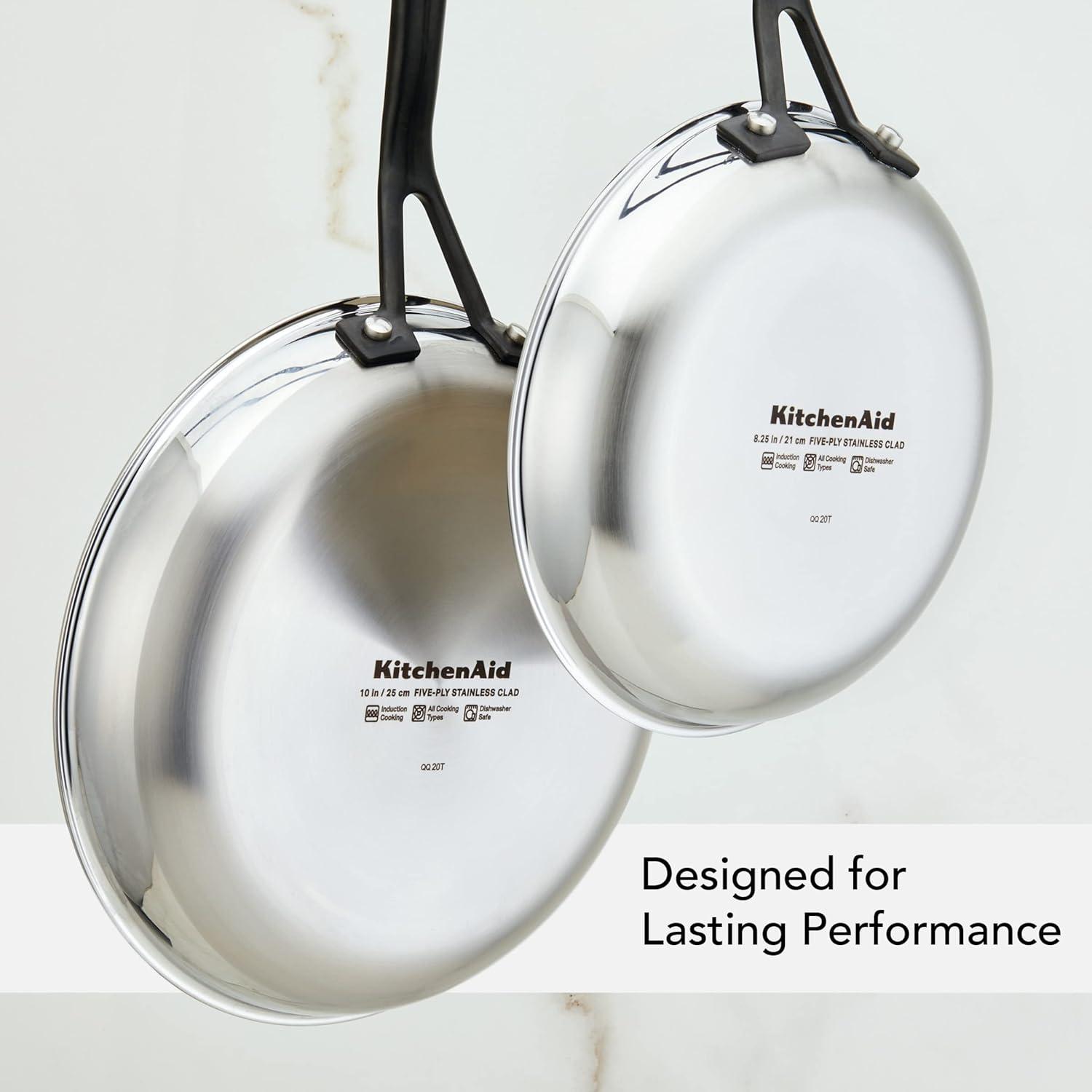 imageKitchenAid 5Ply Clad Polished Stainless Steel Frying PanSkillet 10 Inch Stainless SteelStainless Steel