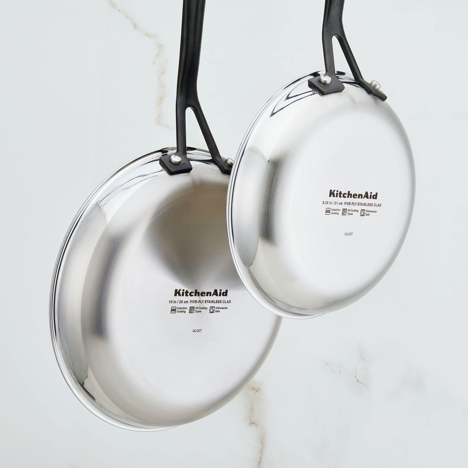 imageKitchenAid 5Ply Clad Polished Stainless Steel Frying PanSkillet 10 Inch Stainless SteelStainless Steel