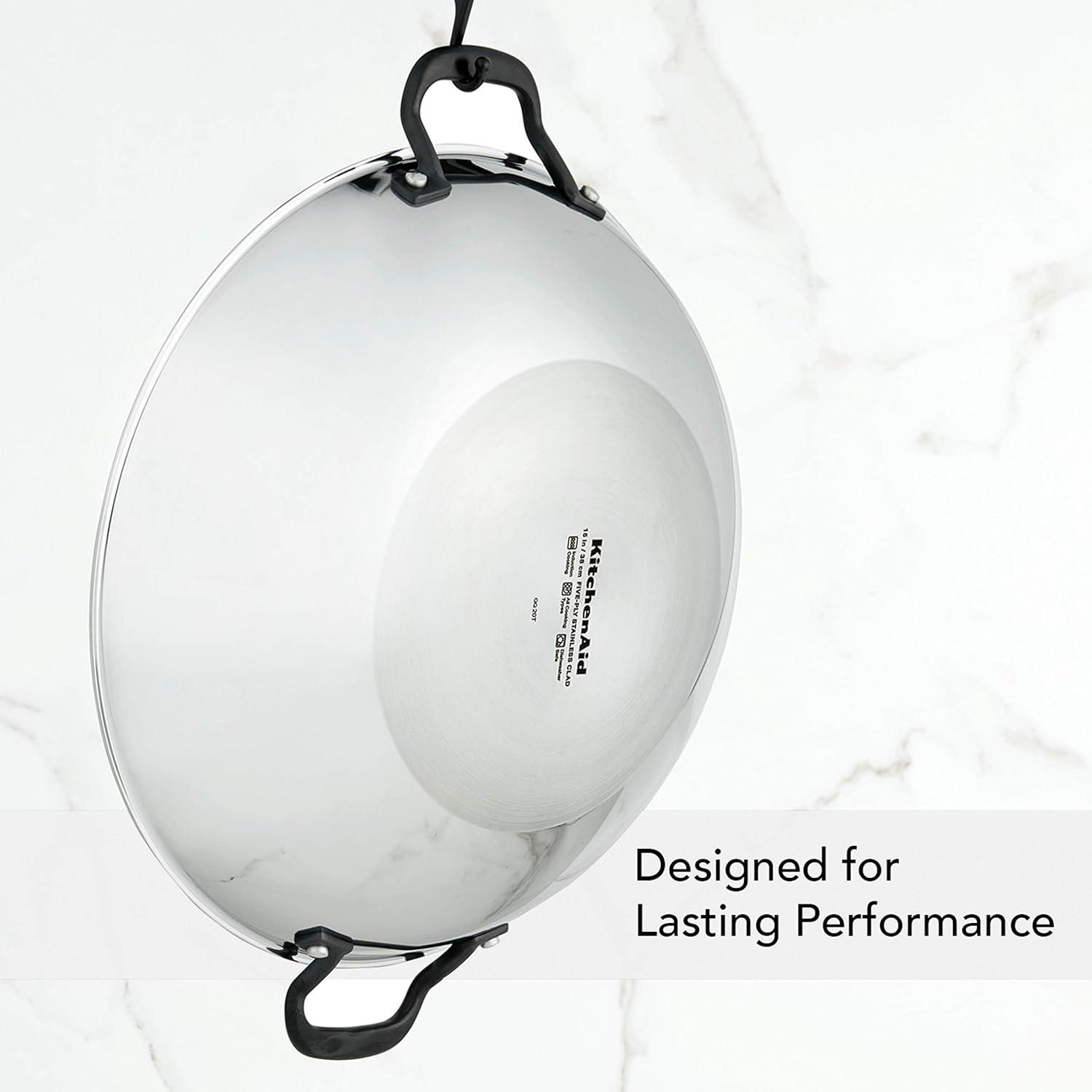 imageKitchenAid 5Ply Clad Polished Stainless Steel Frying PanSkillet 10 Inch Stainless SteelStainless Steel