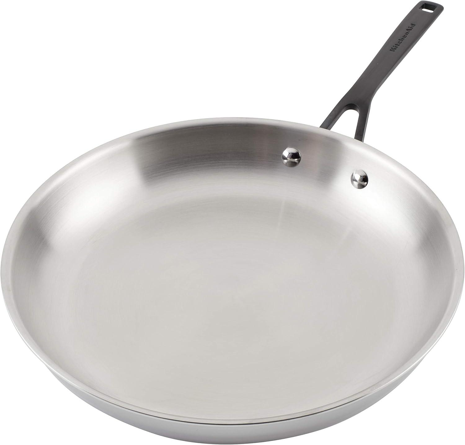 imageKitchenAid 5Ply Clad Polished Stainless Steel Frying PanSkillet 10 Inch Stainless SteelStainless Steel