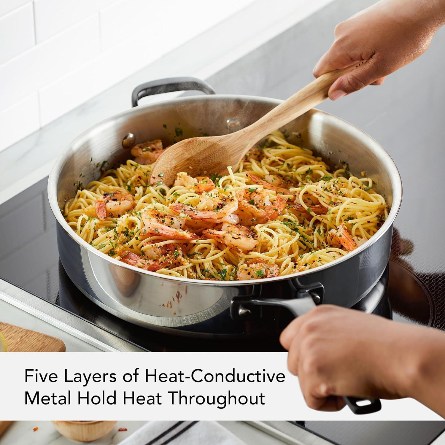 imageKitchenAid 5Ply Clad Polished Stainless Steel Frying PanSkillet 10 Inch Stainless SteelStainless Steel