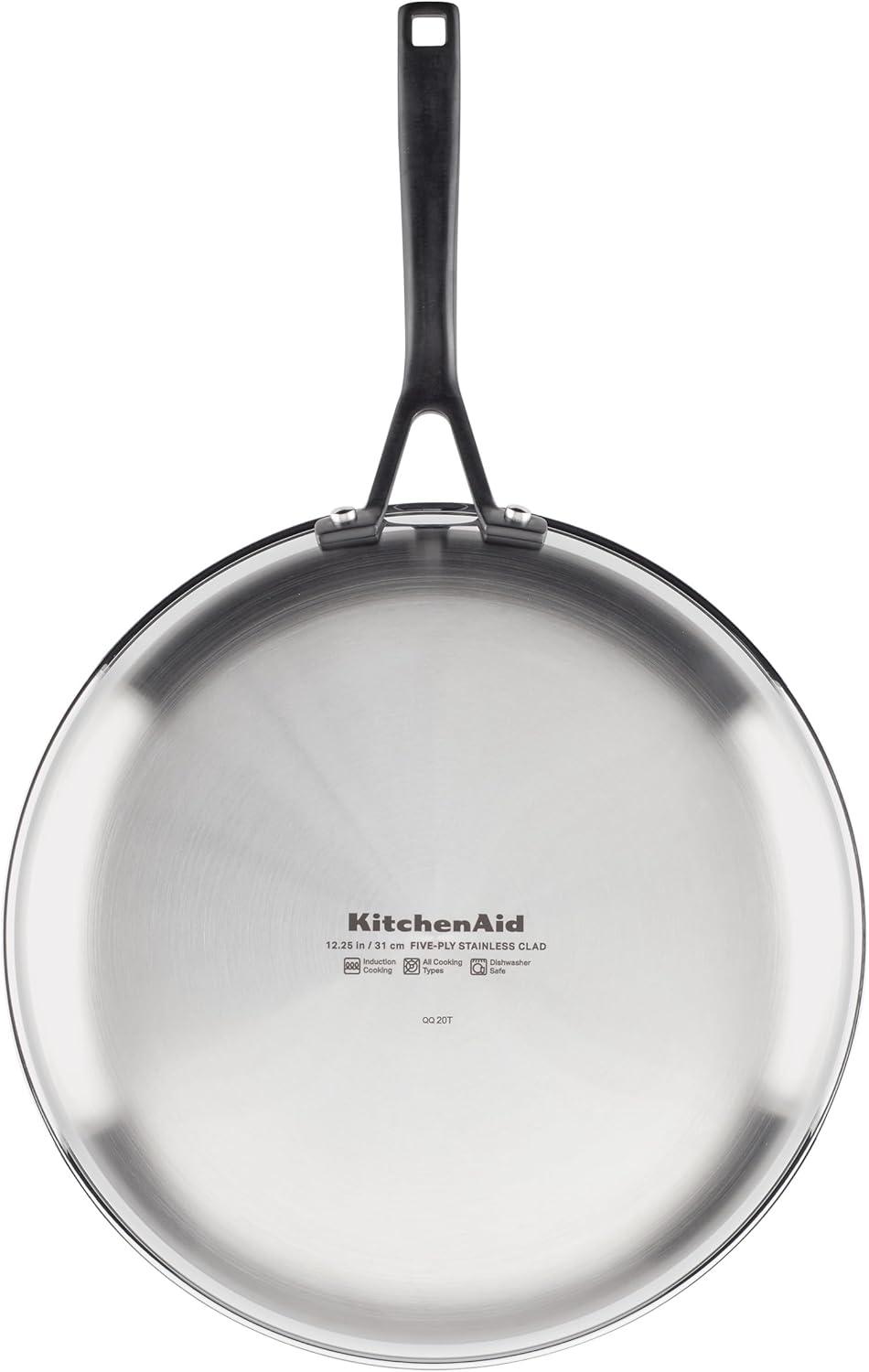 imageKitchenAid 5Ply Clad Polished Stainless Steel Frying PanSkillet 10 Inch Stainless SteelStainless Steel