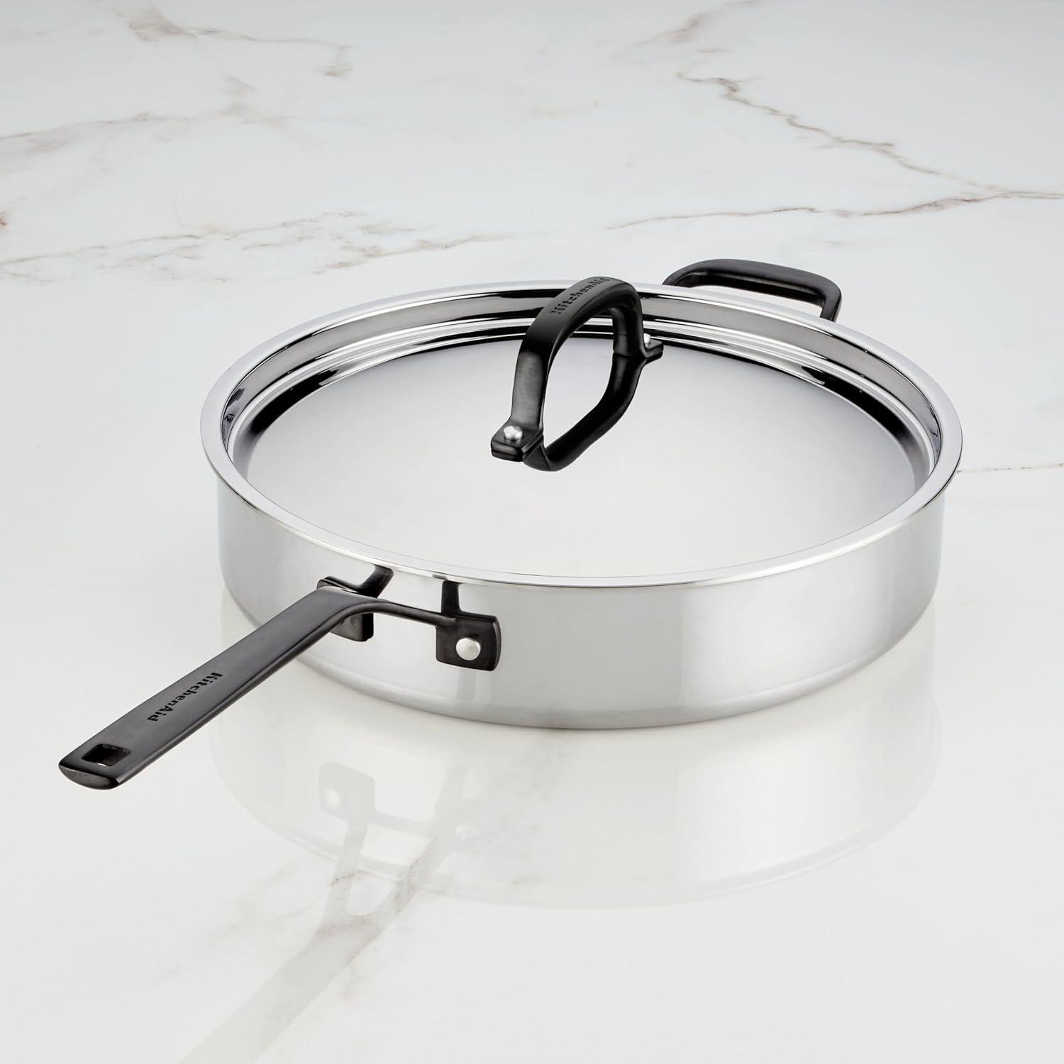 imageKitchenAid 5Ply Clad Polished Stainless Steel Frying PanSkillet 10 Inch Stainless SteelStainless Steel