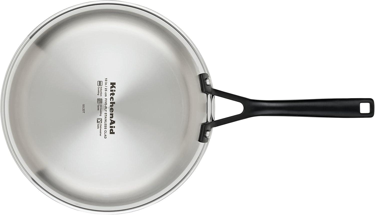 imageKitchenAid 5Ply Clad Polished Stainless Steel Frying PanSkillet 10 Inch Stainless SteelStainless Steel