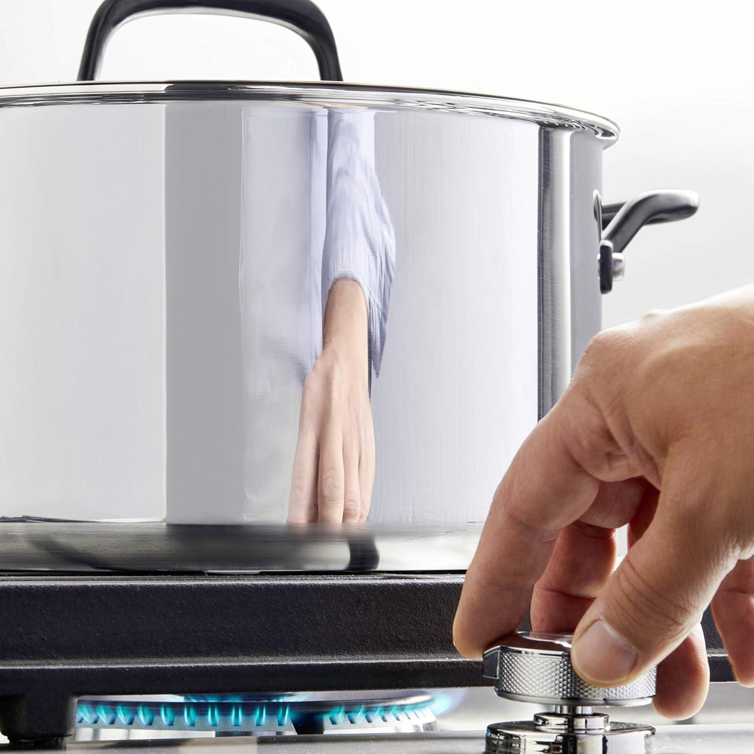 imageKitchenAid 5Ply Clad Polished Stainless Steel Stock PotStockpot with Lid 8 QuartStainless