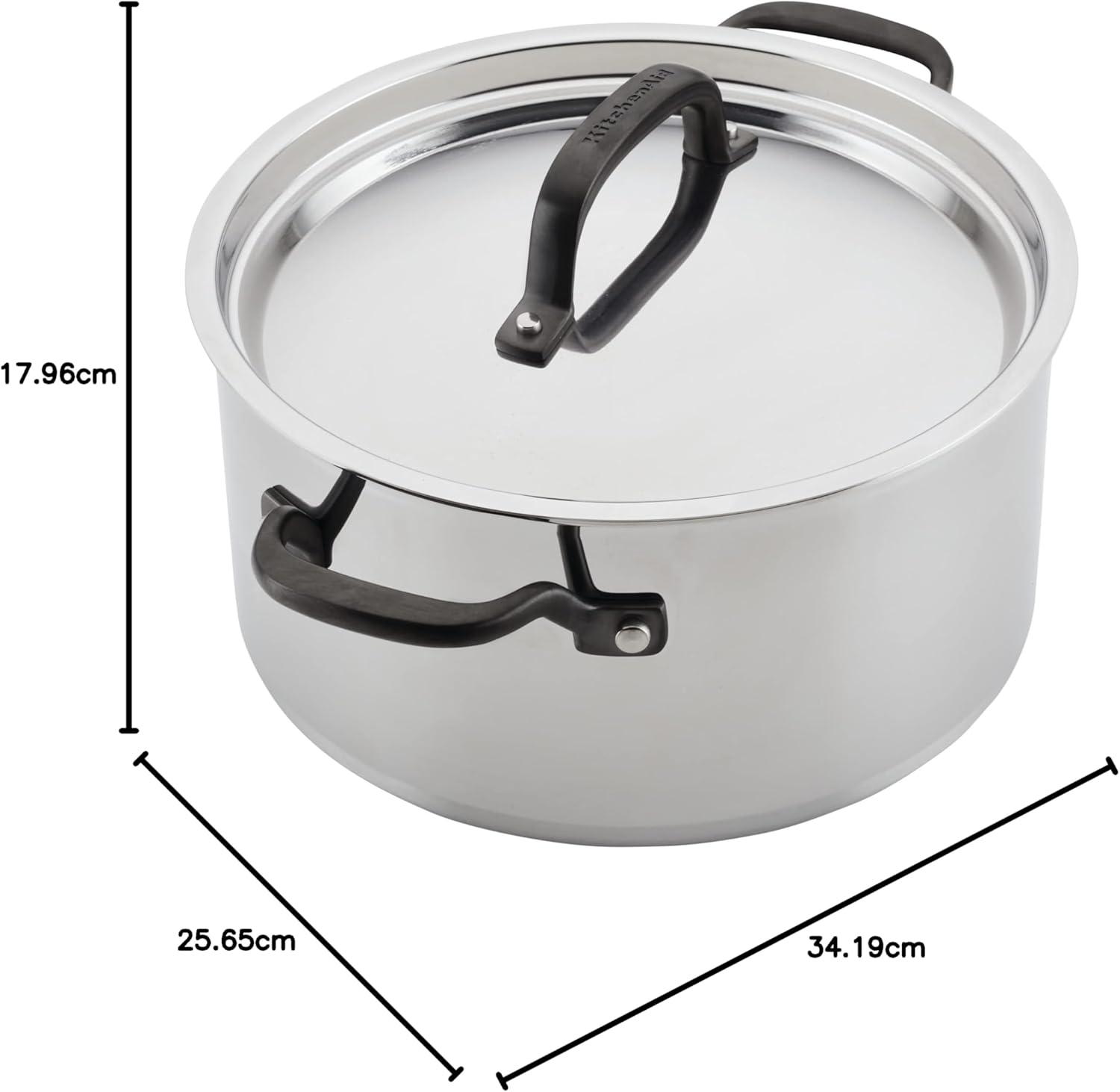 imageKitchenAid 5Ply Clad Polished Stainless Steel Stock PotStockpot with Lid 8 QuartStainless Steel