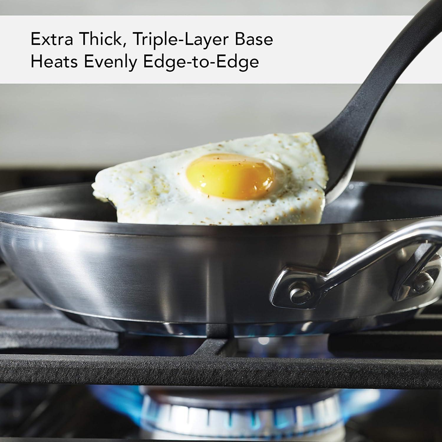 imageKitchenAid 71008 3Ply Base Brushed Stainless Steel Nonstick Frying PanFry PanSkillet 95 InchSilver