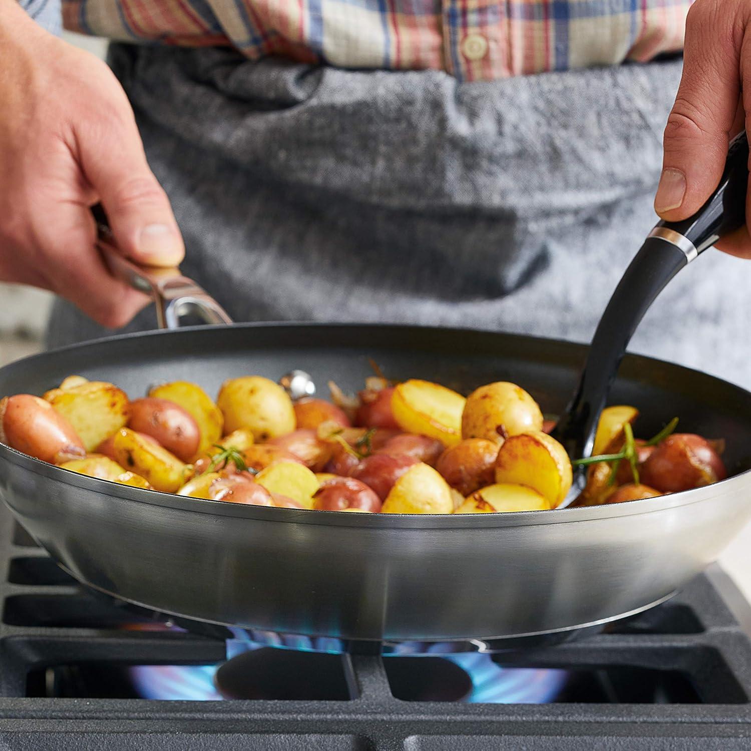 imageKitchenAid 71008 3Ply Base Brushed Stainless Steel Nonstick Frying PanFry PanSkillet 95 InchSilver