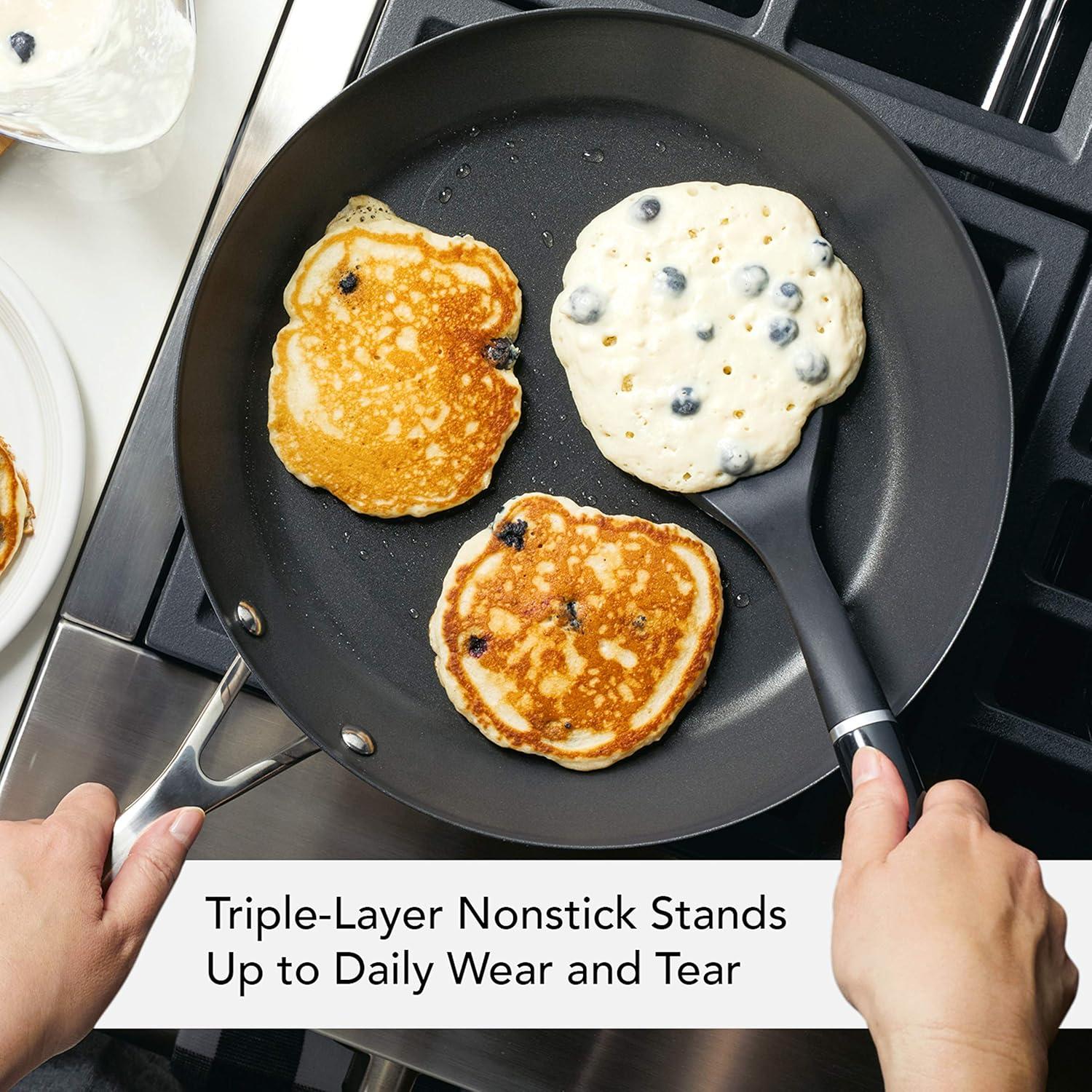 imageKitchenAid 71008 3Ply Base Brushed Stainless Steel Nonstick Frying PanFry PanSkillet 95 InchSilver