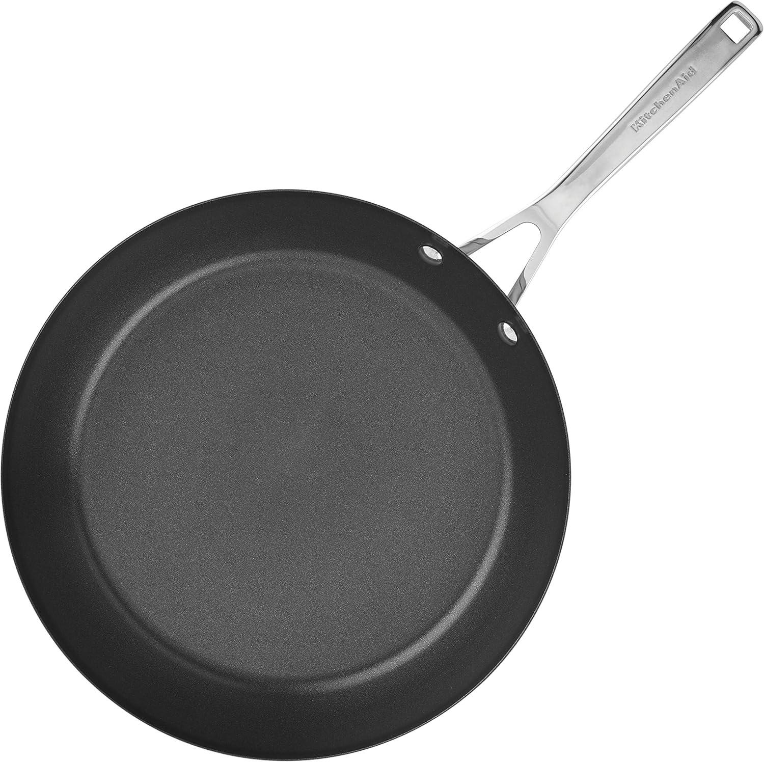 imageKitchenAid 71008 3Ply Base Brushed Stainless Steel Nonstick Frying PanFry PanSkillet 95 InchSilver