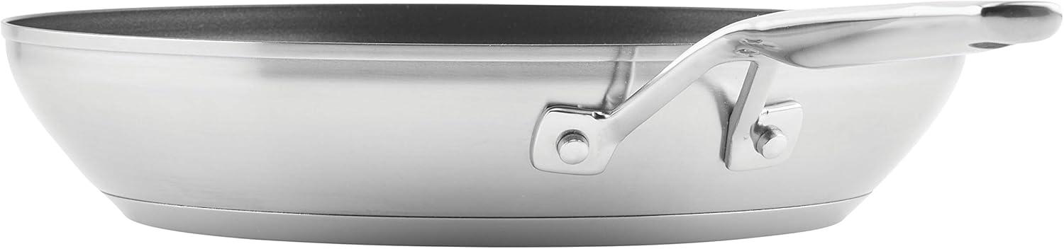 imageKitchenAid 71008 3Ply Base Brushed Stainless Steel Nonstick Frying PanFry PanSkillet 95 InchSilver