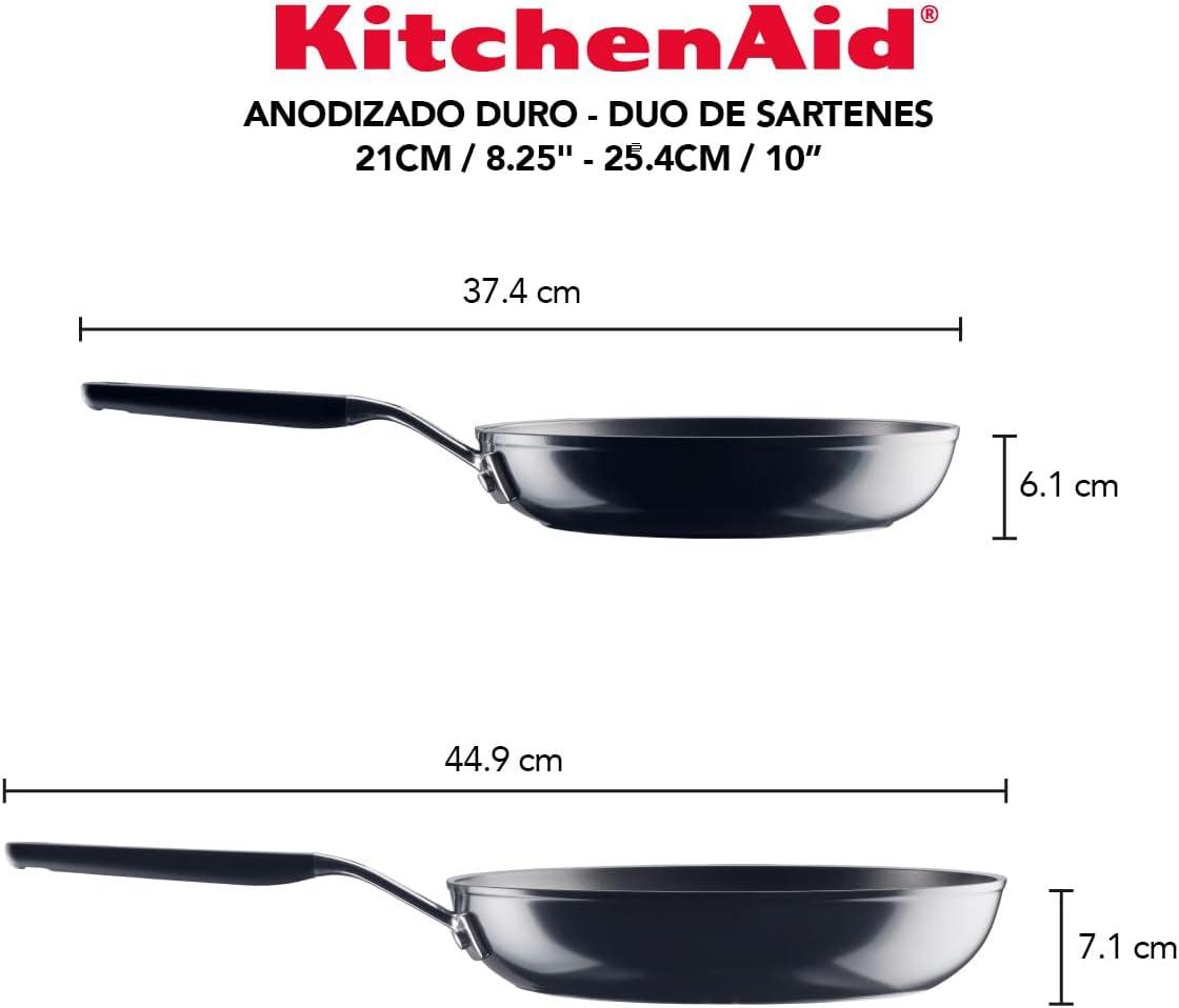 imageKitchenAid 84803 Hard Anodized Nonstick Frying PansSkillet Set 825 Inch and 10 Inch Onyx BlackOnyx Black