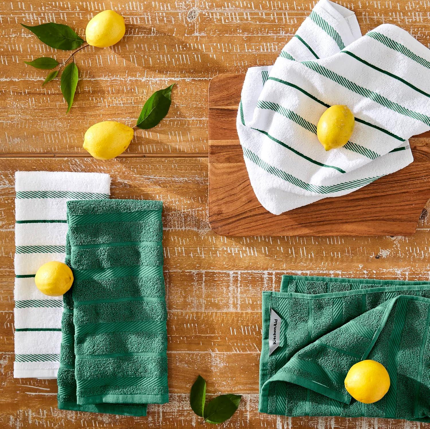 imageKitchenAid Albany Kitchen Towel 4Pack Set Lavender CreamWhite 16quotx26quotDark Green