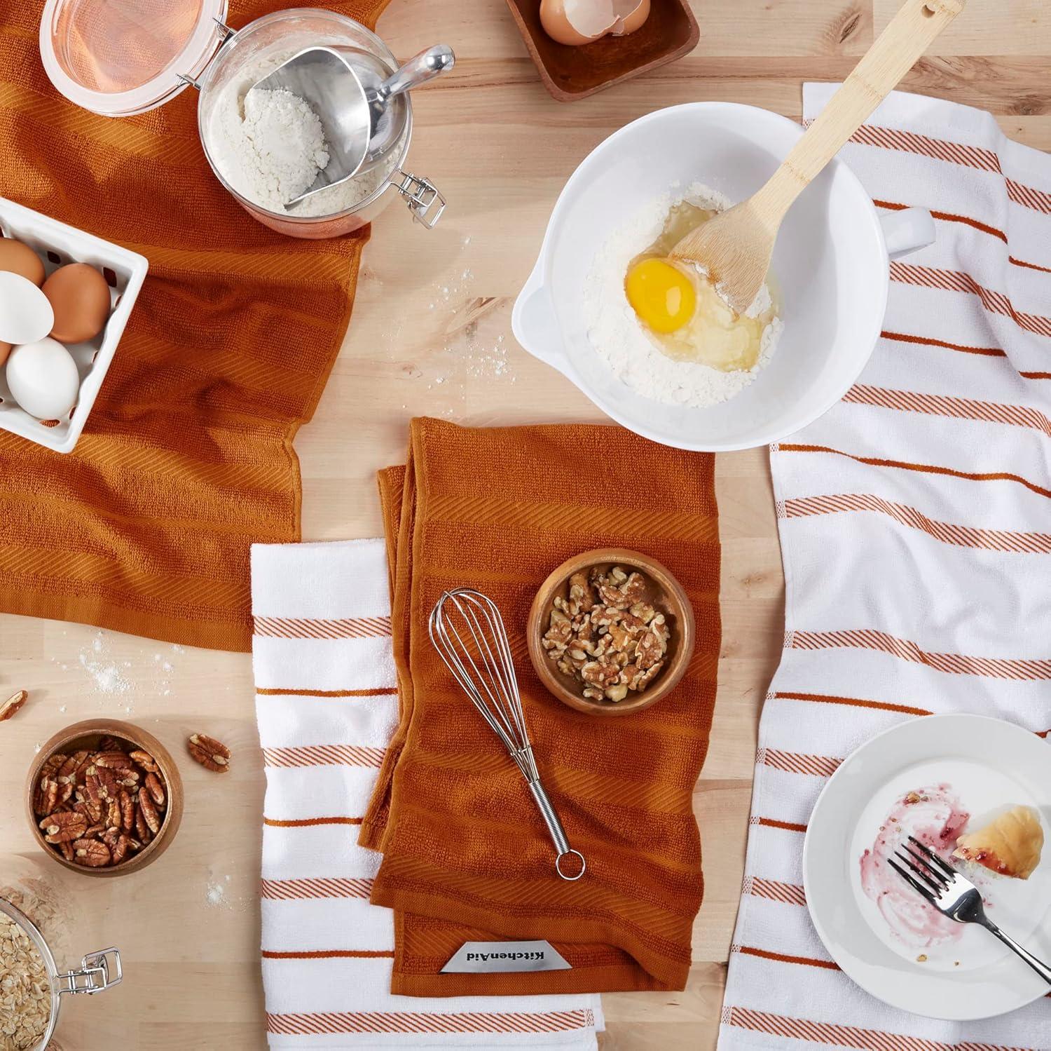 imageKitchenAid Albany Kitchen Towel 4Pack Set Lavender CreamWhite 16quotx26quotHoney