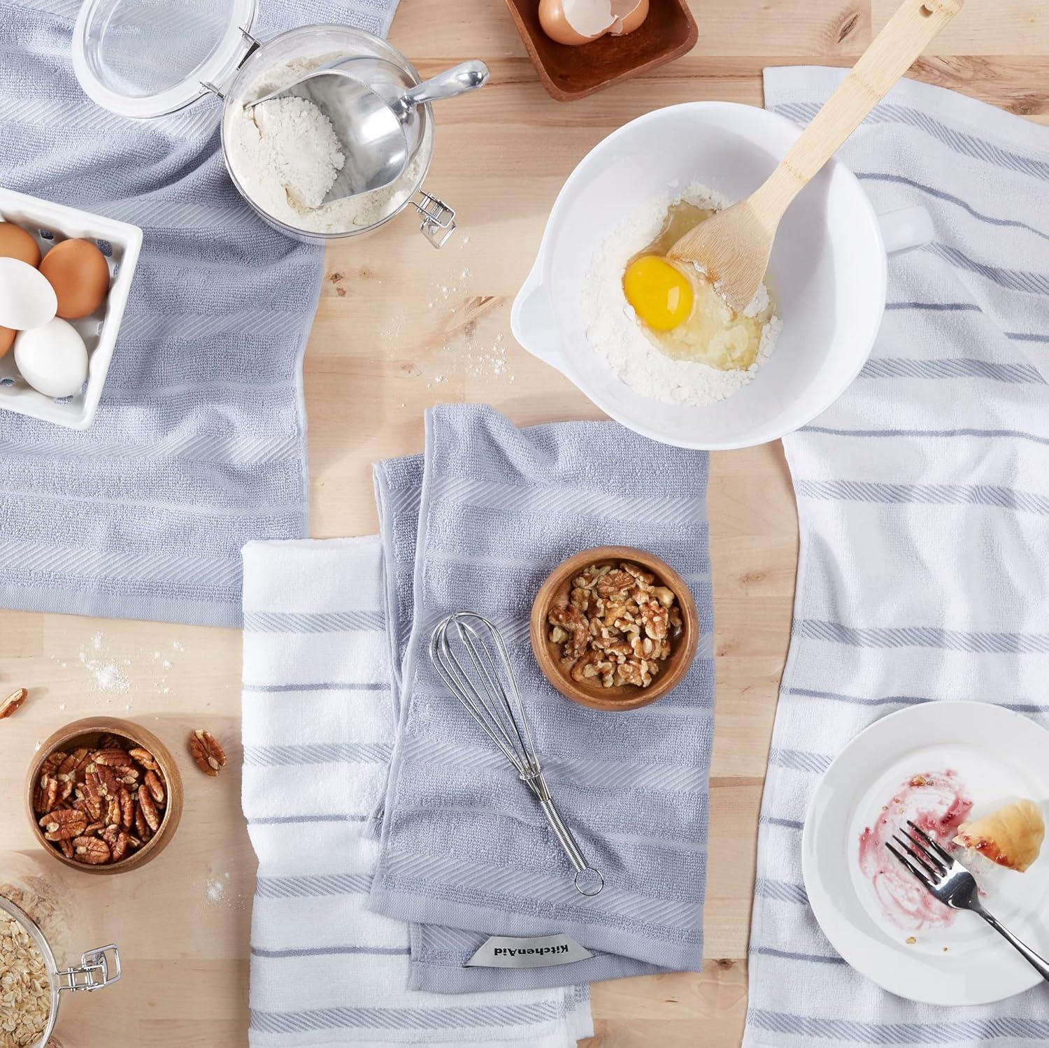 imageKitchenAid Albany Kitchen Towel 4Pack Set Lavender CreamWhite 16quotx26quotLavender Cream