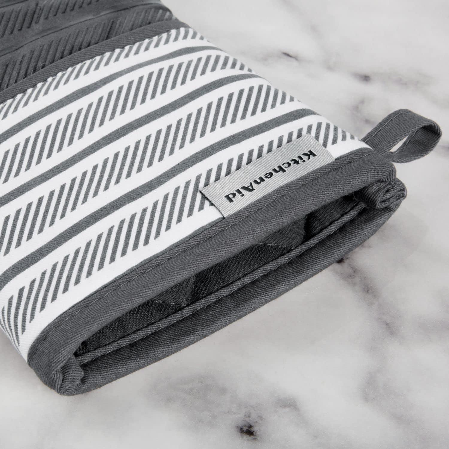 imageKitchenAid Albany Oven Mitt 2Pack Set Aqua Sky 7quotx13quotCharcoal Grey