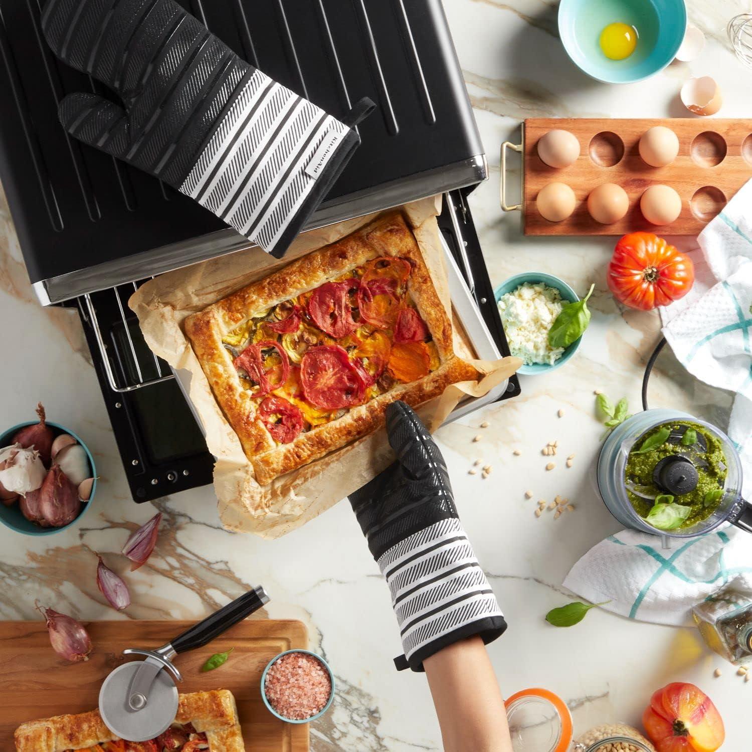 imageKitchenAid Albany Oven Mitt 2Pack Set Aqua Sky 7quotx13quotMatte Black