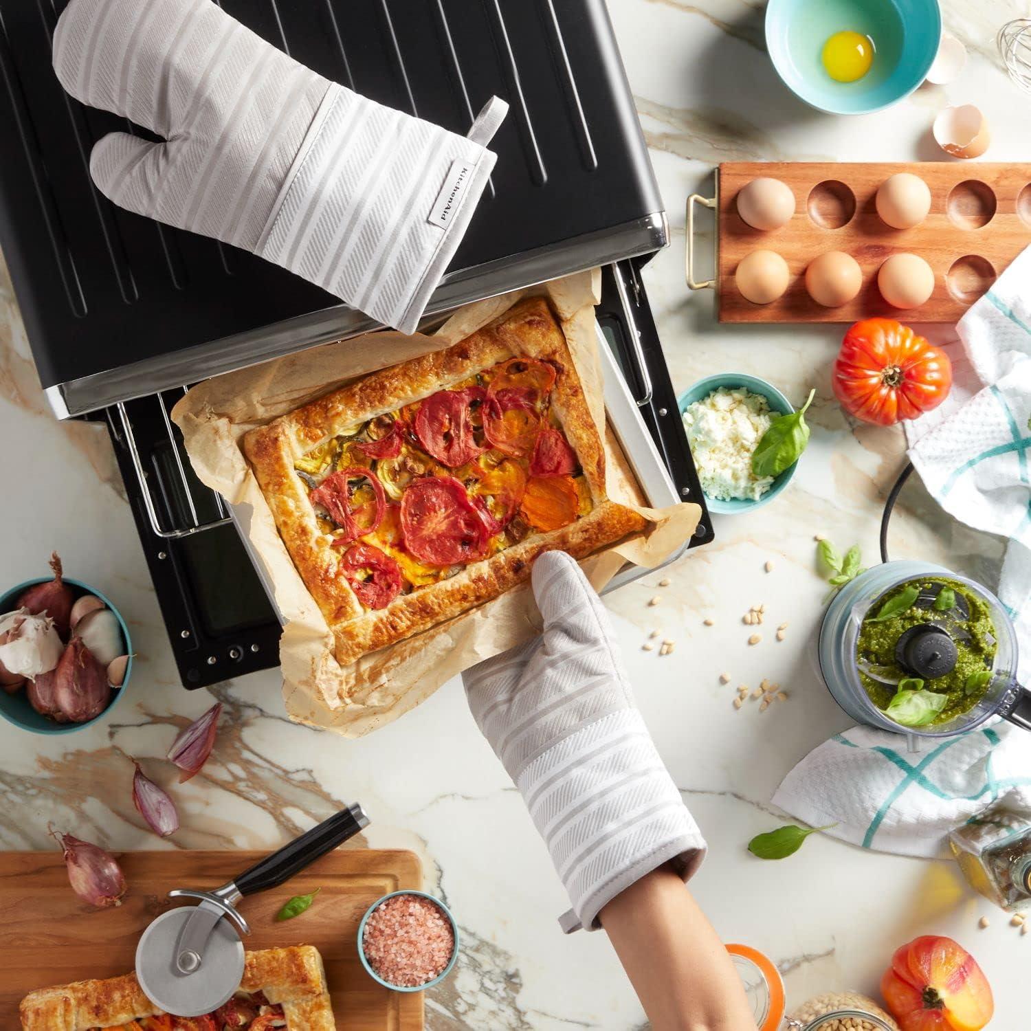 imageKitchenAid Albany Oven Mitt 2Pack Set Aqua Sky 7quotx13quotMatte Grey