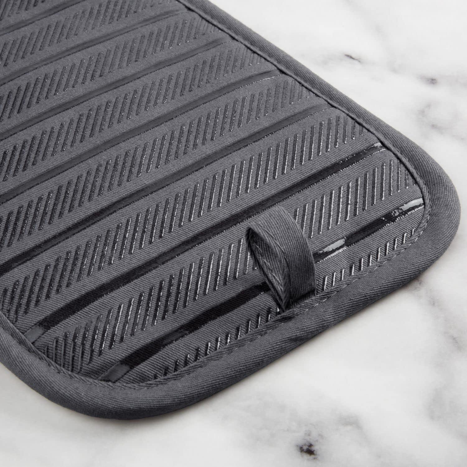 imageKitchenAid Albany Pot Holder 2Pack Set Aqua Sky 7quotx10quotCharcoal Grey