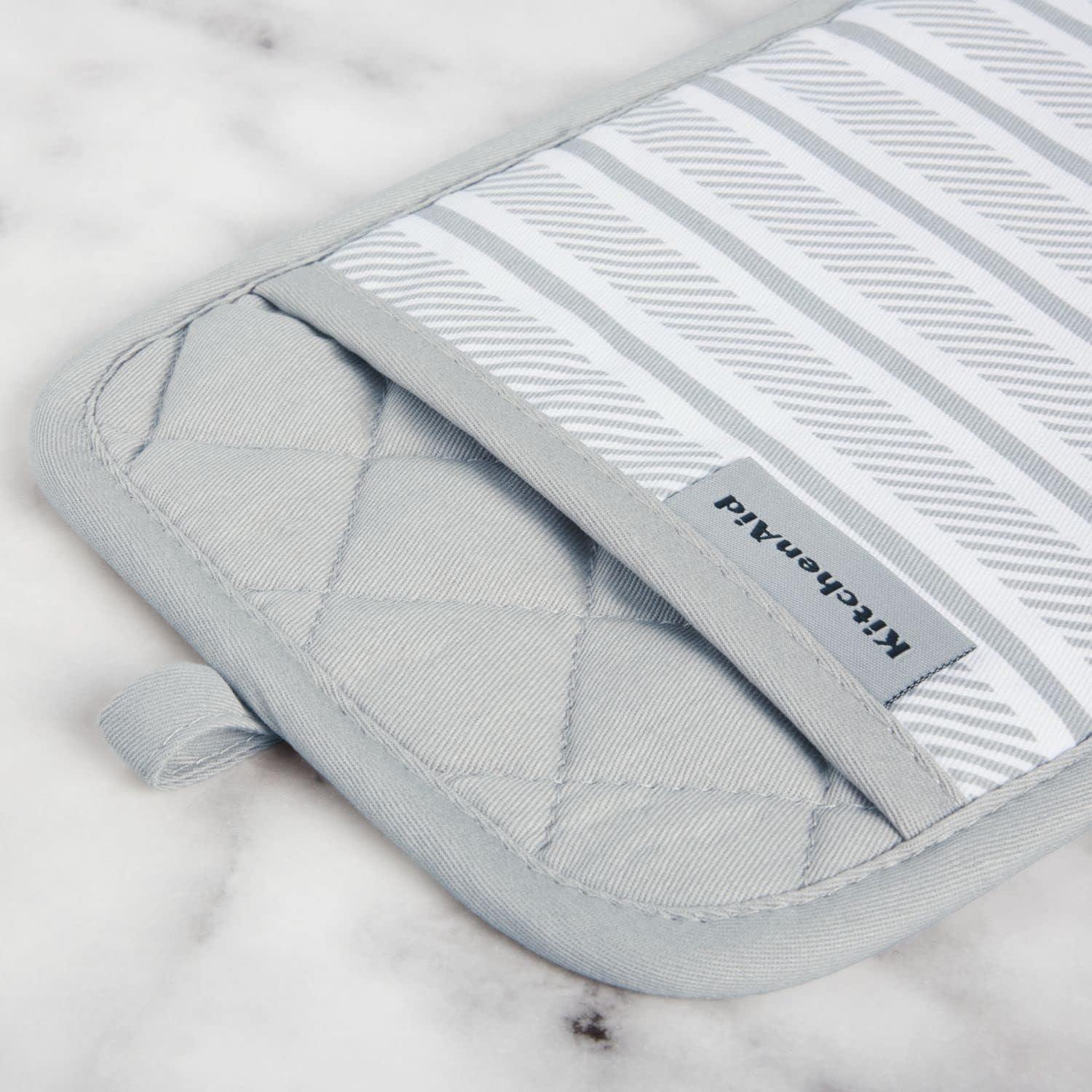 imageKitchenAid Albany Pot Holder 2Pack Set Aqua Sky 7quotx10quotMatte Grey