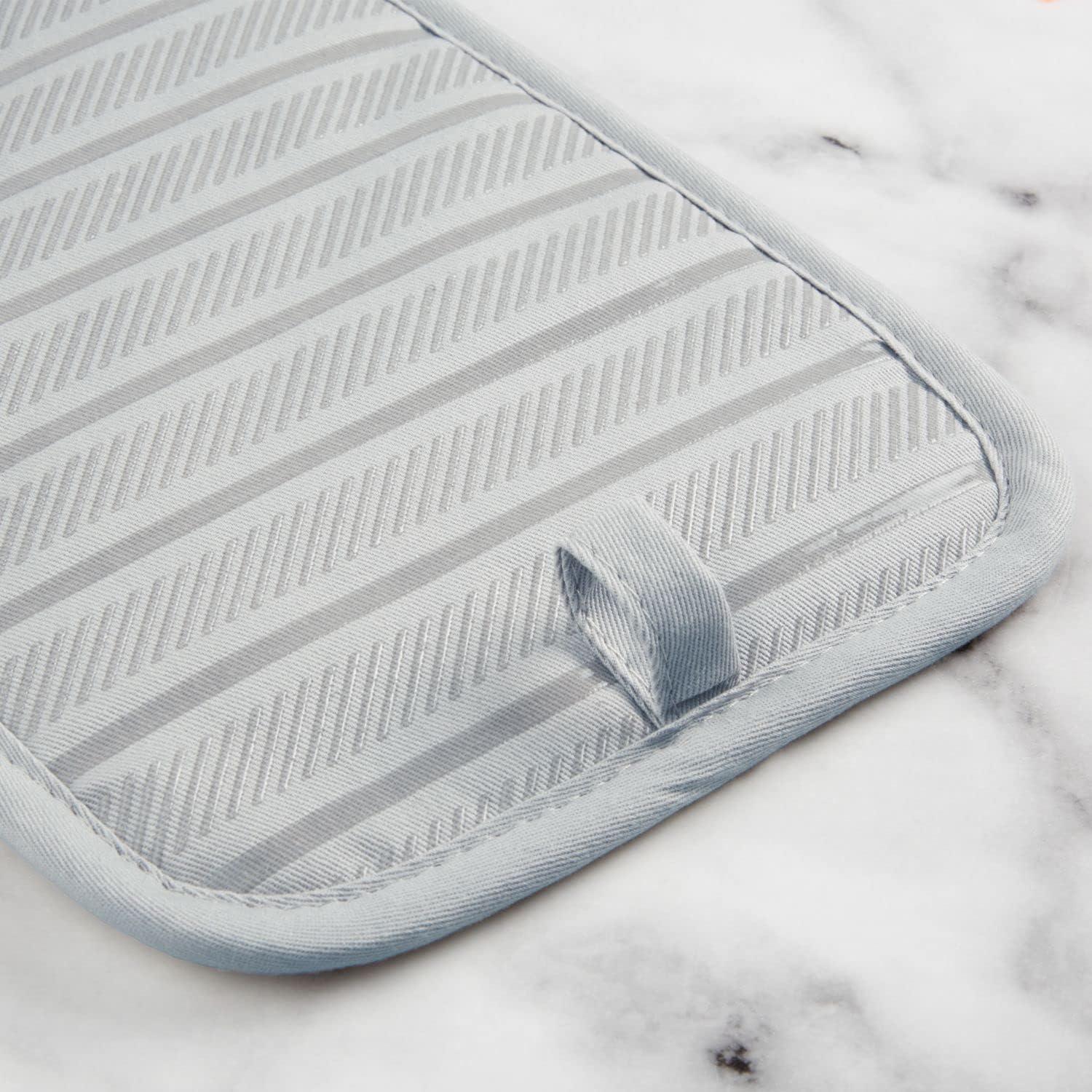 imageKitchenAid Albany Pot Holder 2Pack Set Aqua Sky 7quotx10quotMatte Grey