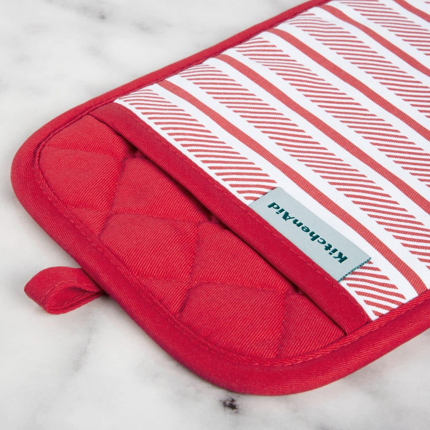 imageKitchenAid Albany Pot Holder 2Pack Set Aqua Sky 7quotx10quotPassion Red