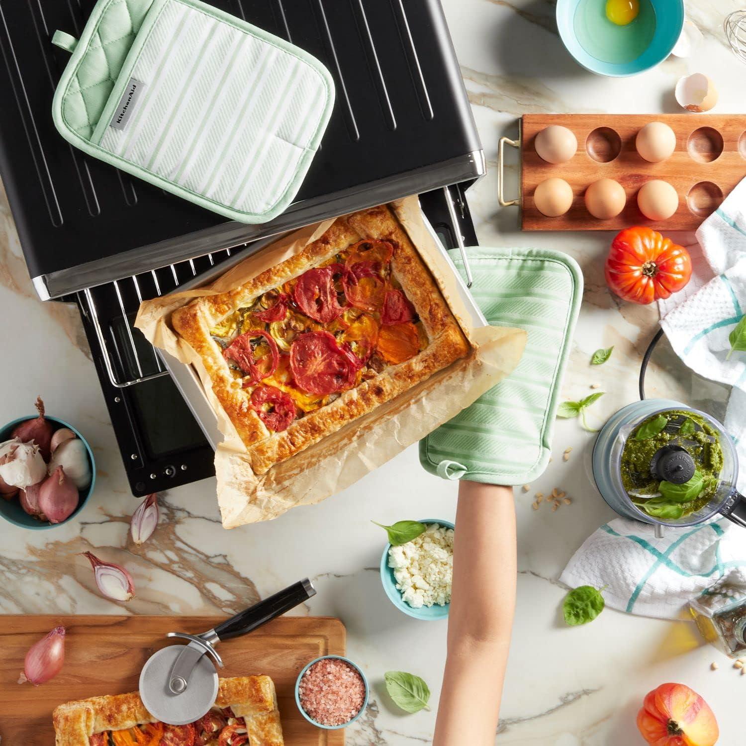 imageKitchenAid Albany Pot Holder 2Pack Set Aqua Sky 7quotx10quotPistachio