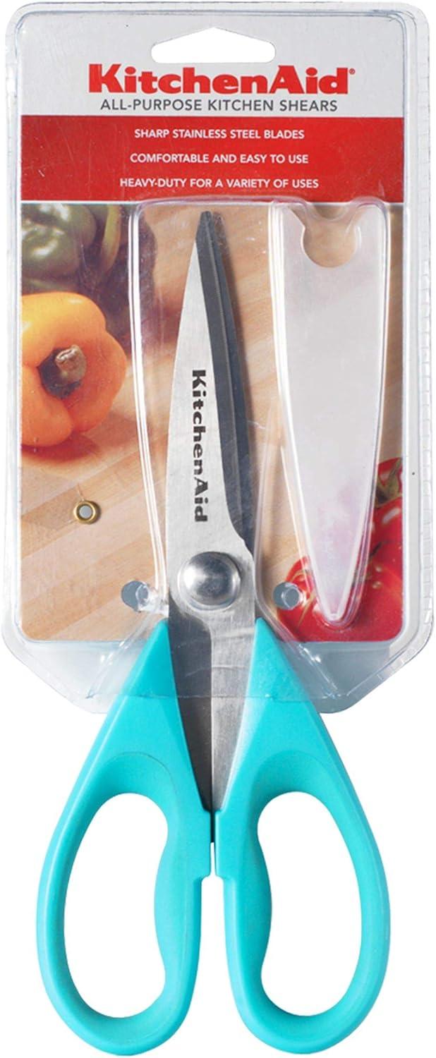 imageKitchenAid All Purpose Kitchen Shears with Protective Sheath Durable Stainless Steel Scissors Dishwasher Safe Soft Grip Comfort Handle 872 Inch Lavendar CreamTurquoise