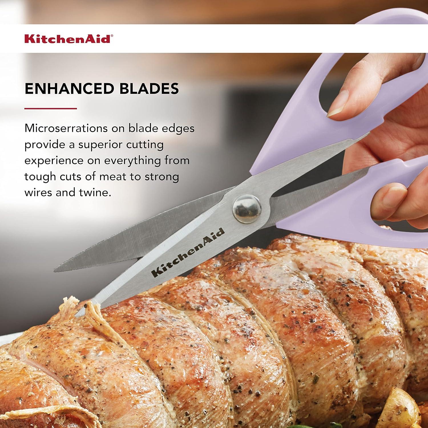 imageKitchenAid All Purpose Kitchen Shears with Protective Sheath Durable Stainless Steel Scissors Dishwasher Safe Soft Grip Comfort Handle 872 Inch Lavendar CreamLavendar Cream