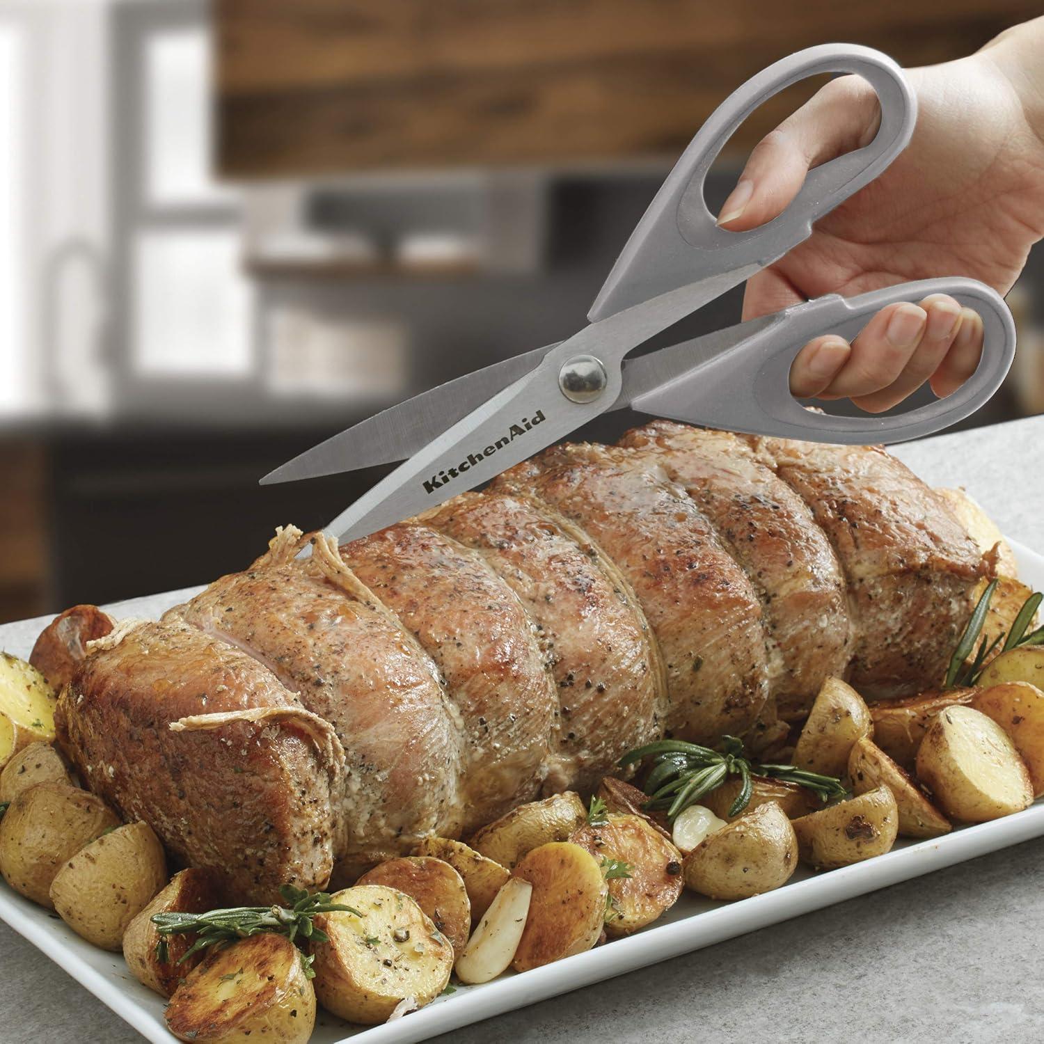 imageKitchenAid All Purpose Kitchen Shears with Protective Sheath Durable Stainless Steel Scissors Dishwasher Safe Soft Grip Comfort Handle 872 Inch Lavendar CreamStorm Gray