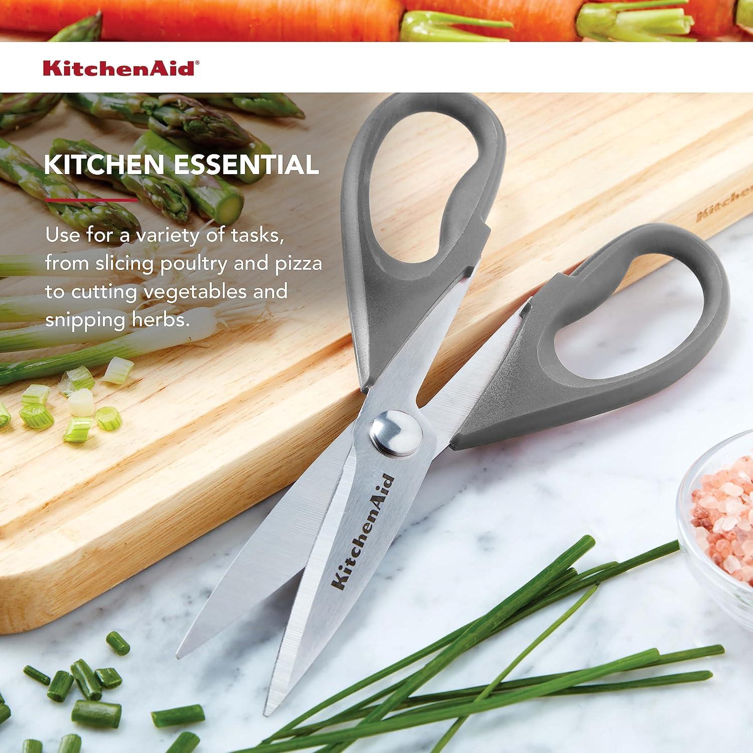 imageKitchenAid All Purpose Kitchen Shears with Protective Sheath Durable Stainless Steel Scissors Dishwasher Safe Soft Grip Comfort Handle 872 Inch Lavendar CreamGray
