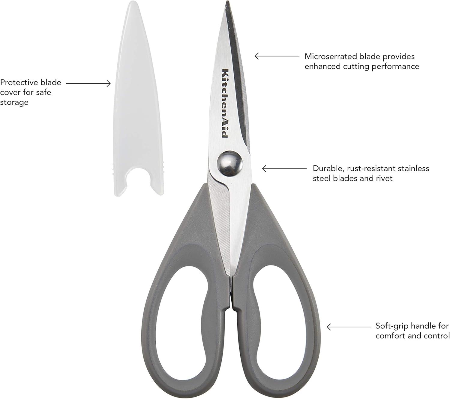 imageKitchenAid All Purpose Kitchen Shears with Protective Sheath Durable Stainless Steel Scissors Dishwasher Safe Soft Grip Comfort Handle 872 Inch Lavendar CreamStorm Gray