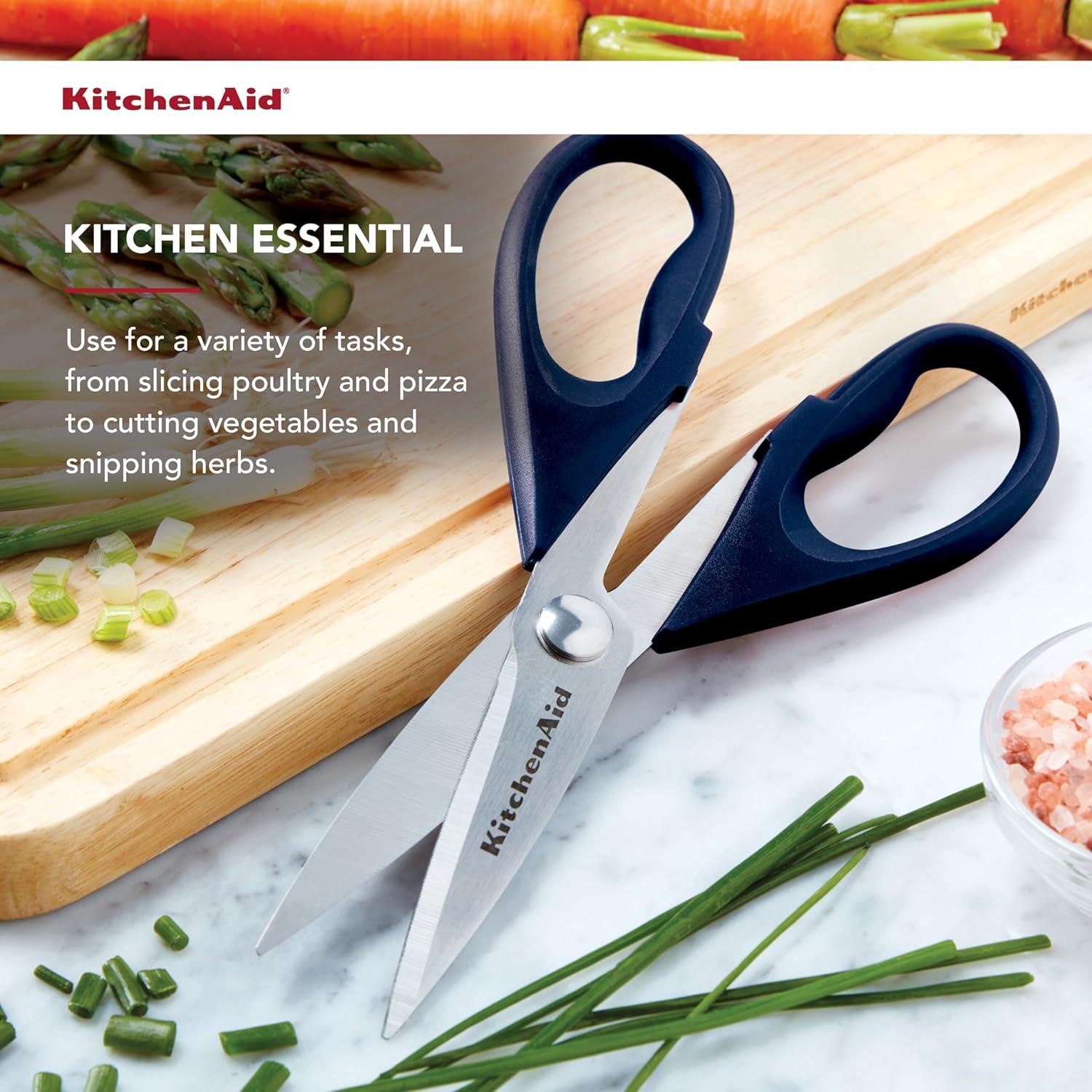 imageKitchenAid All Purpose Kitchen Shears with Protective Sheath Durable Stainless Steel Scissors Dishwasher Safe Soft Grip Comfort Handle 872 Inch Lavendar CreamInk Blue