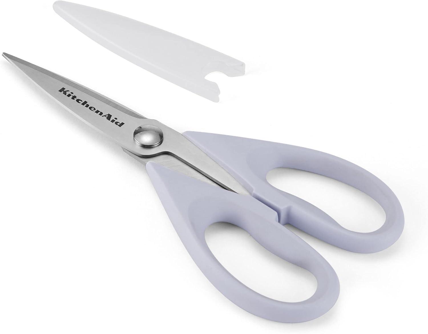 imageKitchenAid All Purpose Kitchen Shears with Protective Sheath Durable Stainless Steel Scissors Dishwasher Safe Soft Grip Comfort Handle 872 Inch Lavendar CreamLavendar Cream