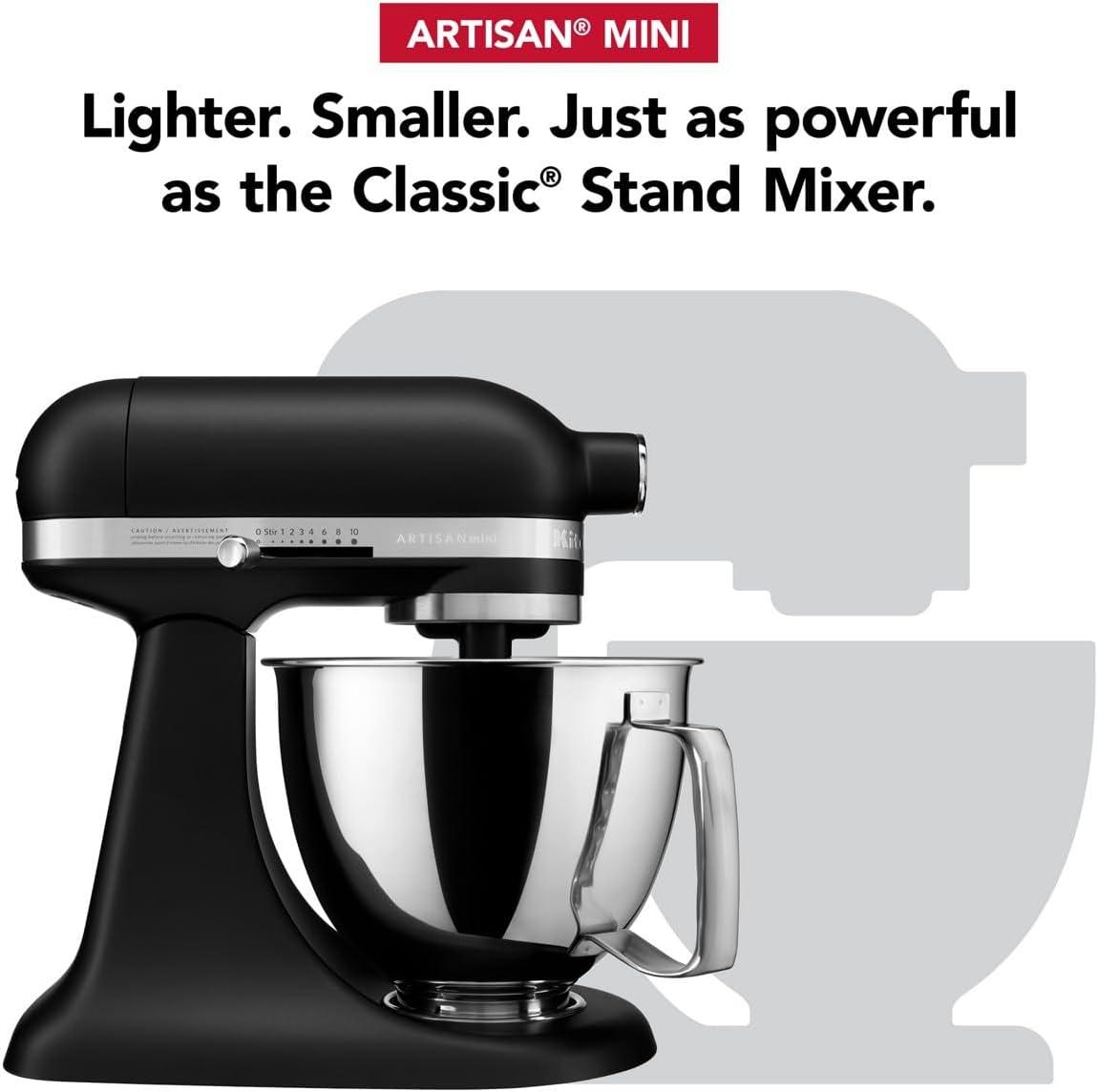 imageKitchenAid Artisan Mini 35 Quart TiltHead Stand Mixer KSM3316X WhiteBlack Matte