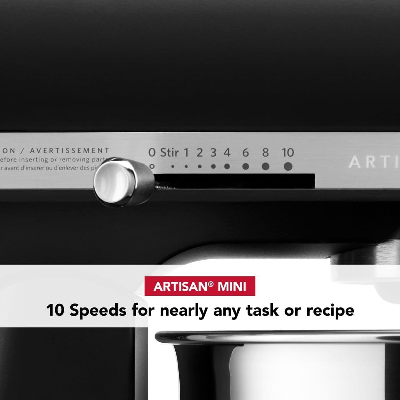 imageKitchenAid Artisan Mini 35 Quart TiltHead Stand Mixer KSM3316X WhiteBlack Matte