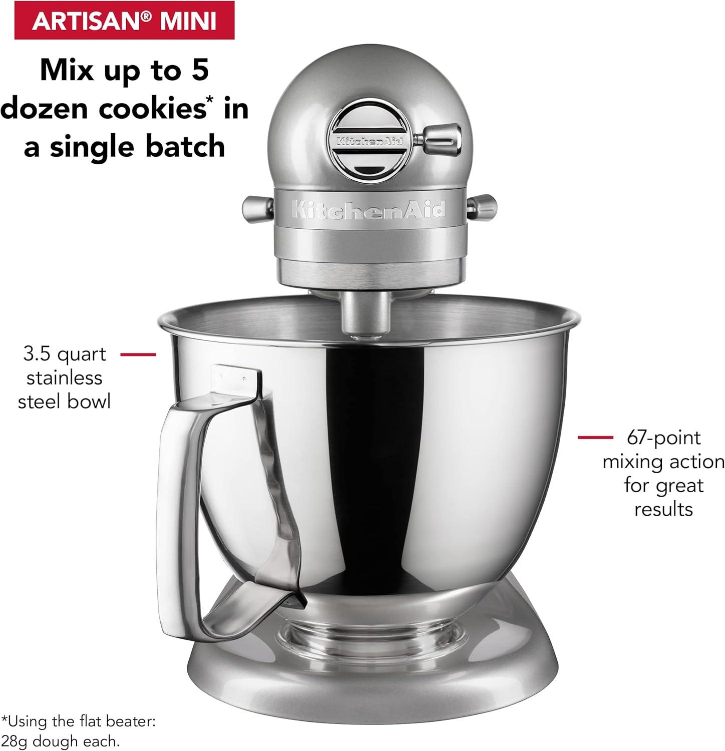 imageKitchenAid Artisan Mini 35 Quart TiltHead Stand Mixer KSM3316X WhiteContour Silver