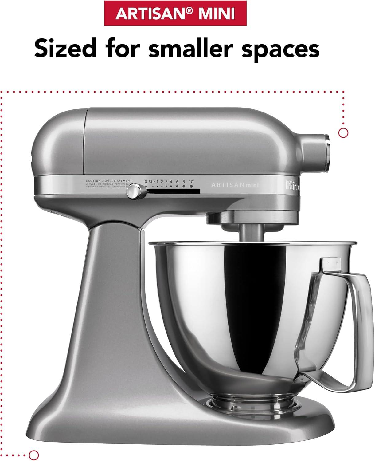 imageKitchenAid Artisan Mini 35 Quart TiltHead Stand Mixer KSM3316X WhiteContour Silver