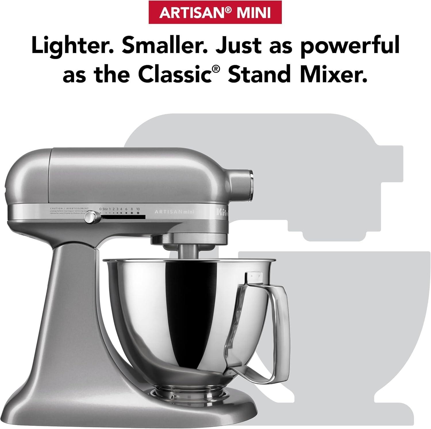 imageKitchenAid Artisan Mini 35 Quart TiltHead Stand Mixer KSM3316X WhiteContour Silver