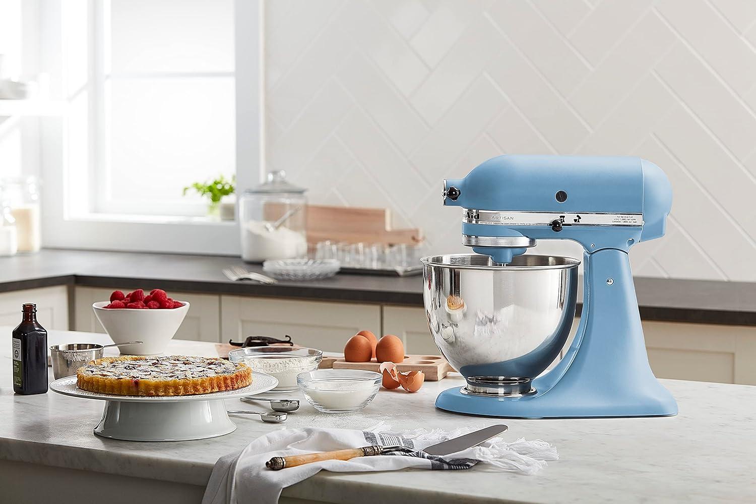 imageKitchenAid Artisan Series 5 Quart Tilt Head Stand Mixer with Pouring Shield KSM150PS Lavender CreamBlue Velvet