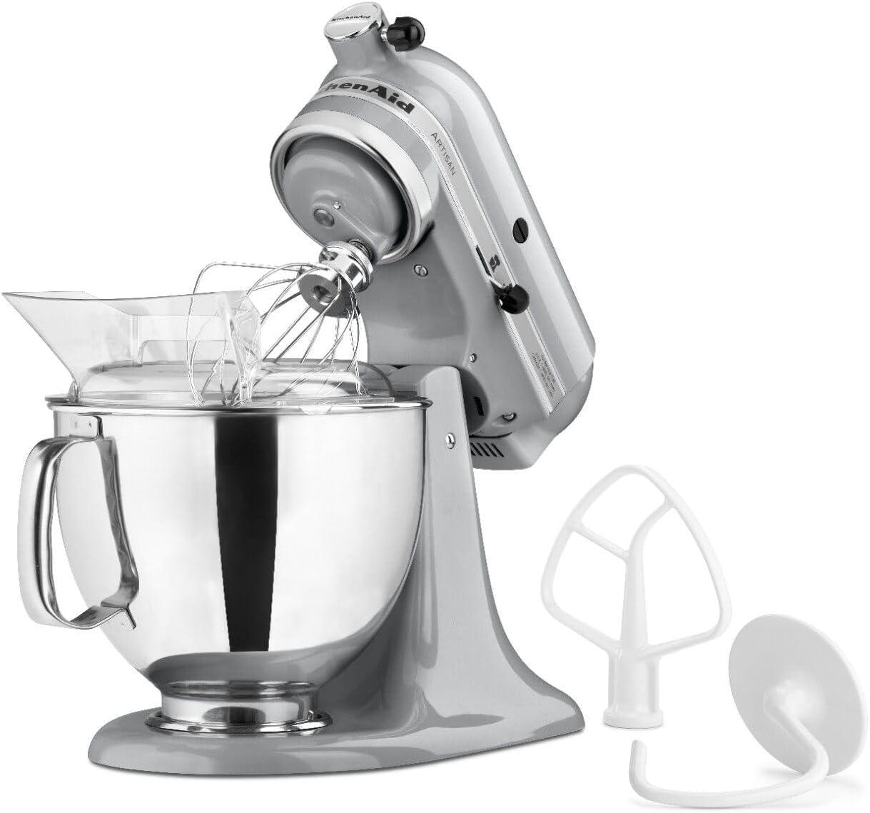 imageKitchenAid Artisan Series 5 Quart Tilt Head Stand Mixer with Pouring Shield KSM150PS Lavender CreamMetallic Chrome