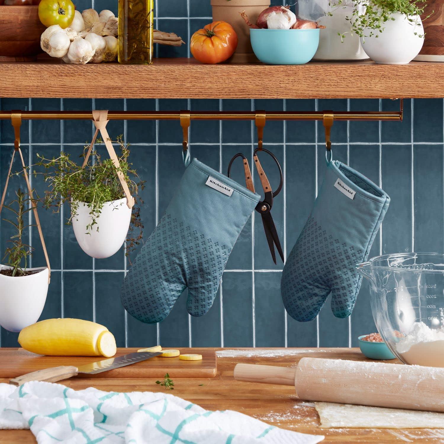 imageKitchenAid Asteroid Oven Mitt Set 7quotx125quot Aqua Sky 2 PieceFog Blue