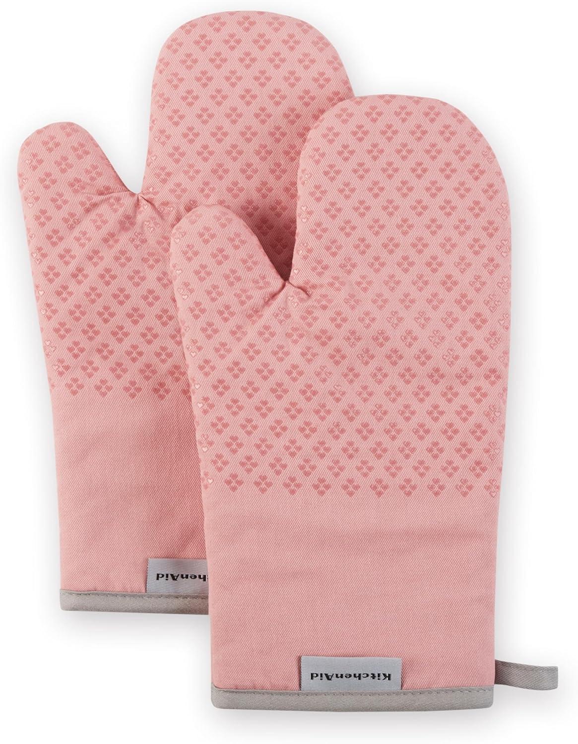imageKitchenAid Asteroid Oven Mitt Set 7quotx125quot Dried Rose 2 PieceLavender Cream