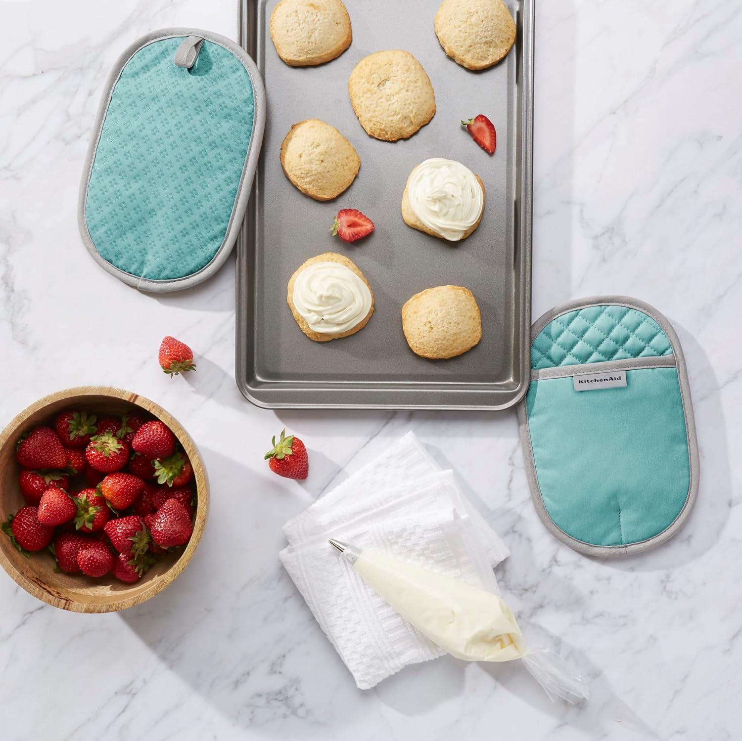 imageKitchenAid Asteroid Pot Holder 2Pack Set Dried Rose 65quotx10quotAqua Sky