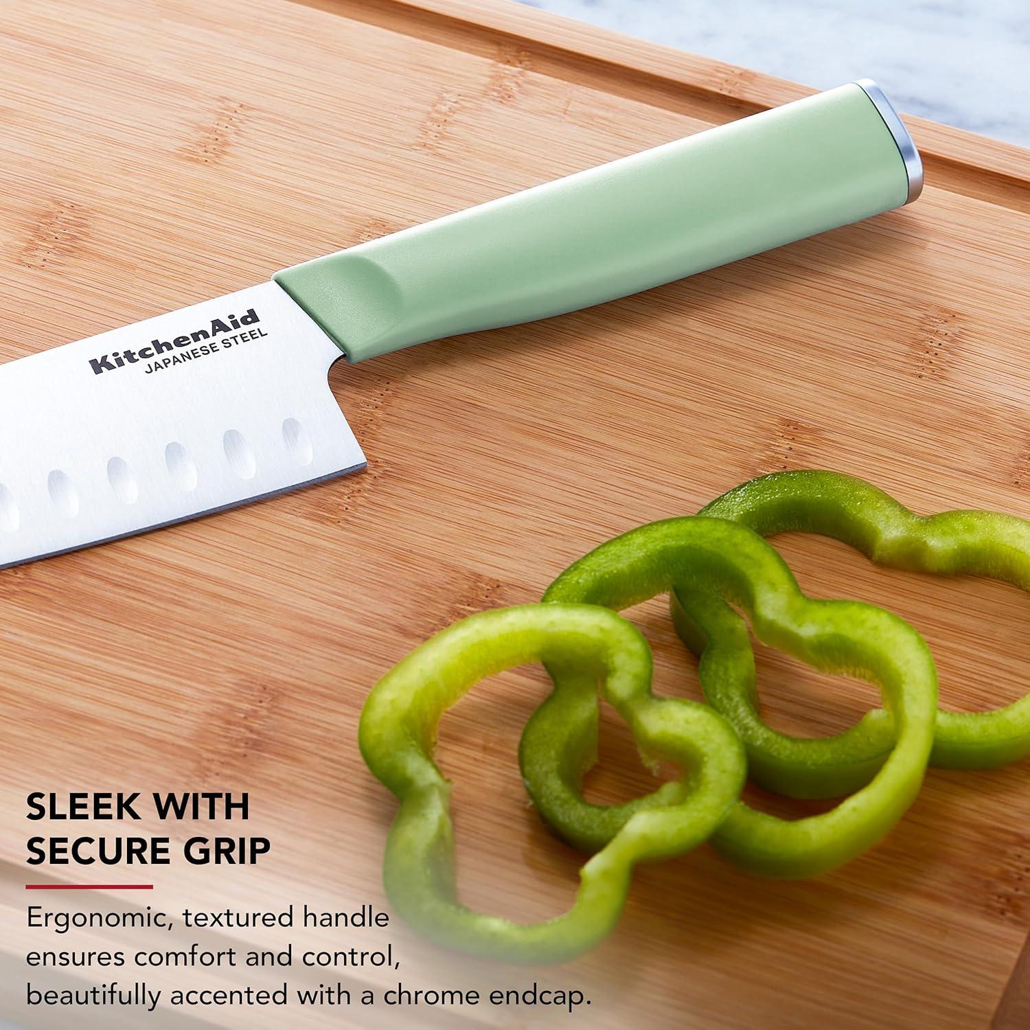 imageKitchenAid Classic Chef Knife with CustomFit Blade Cover Sharp Kitchen Knife HighCarbon Japanese Stainless Steel Blade Blade 8 inch PistachioPistachio