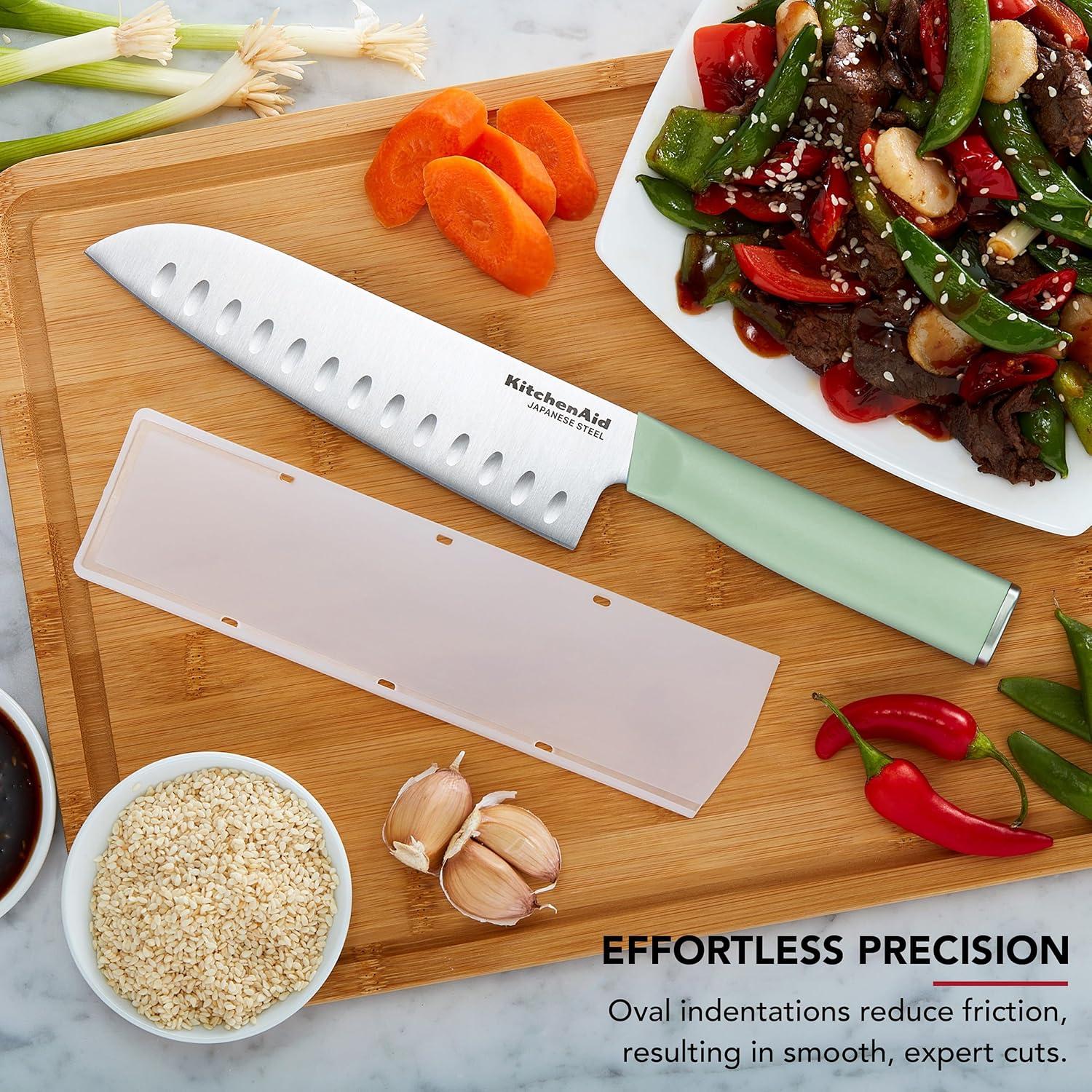 imageKitchenAid Classic Chef Knife with CustomFit Blade Cover Sharp Kitchen Knife HighCarbon Japanese Stainless Steel Blade Blade 8 inch PistachioPistachio